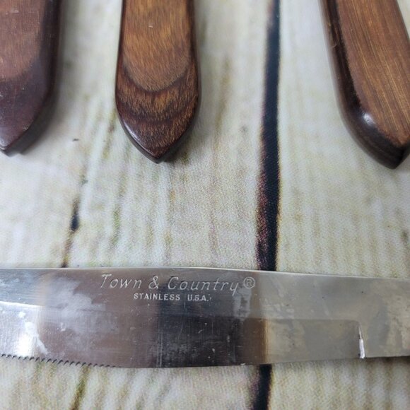 4 Washington Forge Town Country BROWN MAPLE Stainless Dinner Knife Knives - Picture 4 of 4